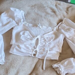 Astr White Textured Top xs